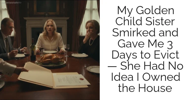 My Golden Child Sister Smirked and Gave Me 3 Days to Evict — She Had No Idea I Owned the House