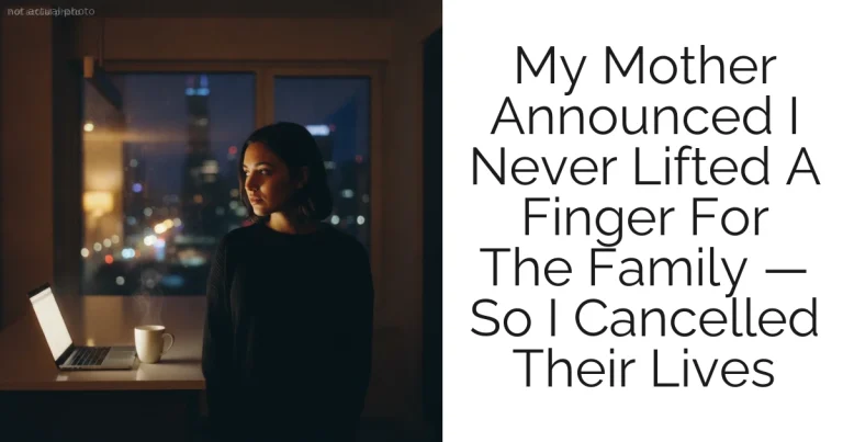 My Mother Announced I Never Lifted A Finger For The Family — So I Cancelled Their Lives