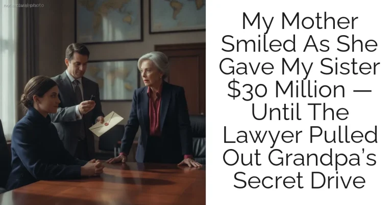 My Mother Smiled As She Gave My Sister $30 Million — Until The Lawyer Pulled Out Grandpa’s Secret Drive