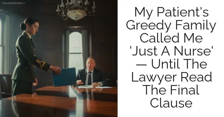 My Patient's Greedy Family Called Me 'Just A Nurse' — Until The Lawyer Read The Final Clause