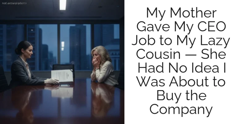 My Mother Gave My CEO Job to My Lazy Cousin — She Had No Idea I Was About to Buy the Company