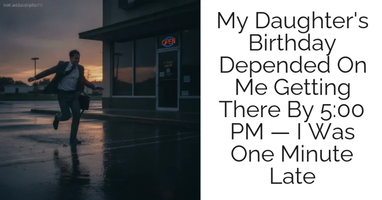 My Daughter's Birthday Depended On Me Getting There By 5:00 PM — I Was One Minute Late