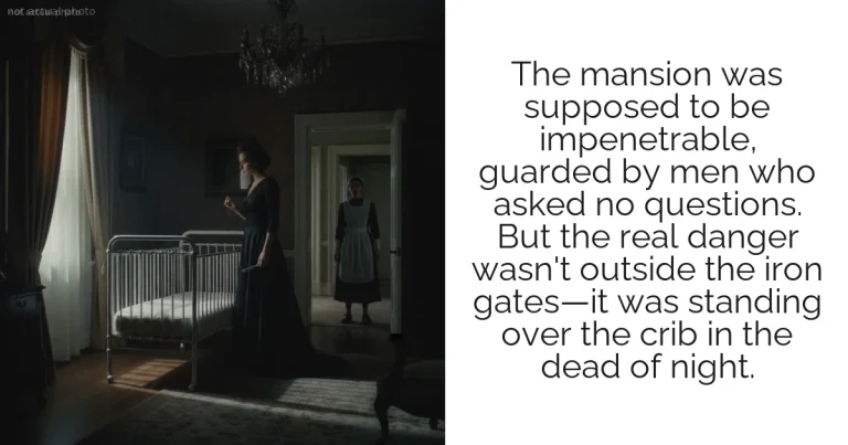 The mansion was supposed to be impenetrable, guarded by men who asked no questions. But the real danger wasn't outside the iron gates—it was standing over the crib in the dead of night.