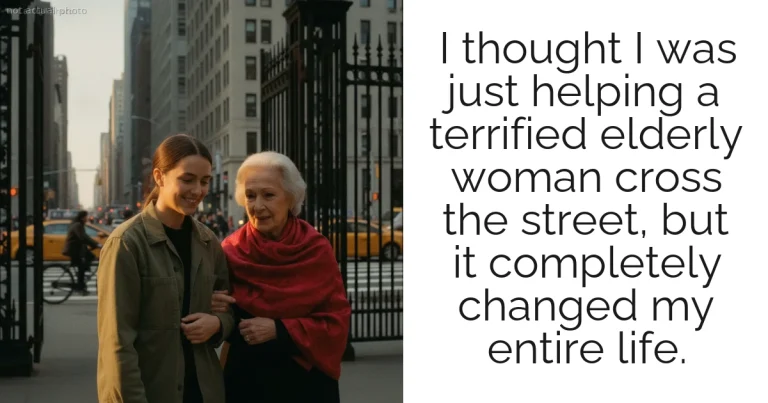 I thought I was just helping a terrified elderly woman cross the street, but it completely changed my entire life.