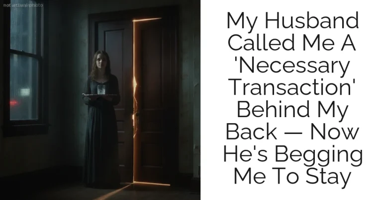 My Husband Called Me A 'Necessary Transaction' Behind My Back — Now He's Begging Me To Stay