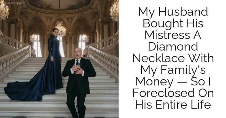 My Husband Bought His Mistress A Diamond Necklace With My Family's Money — So I Foreclosed On His Entire Life