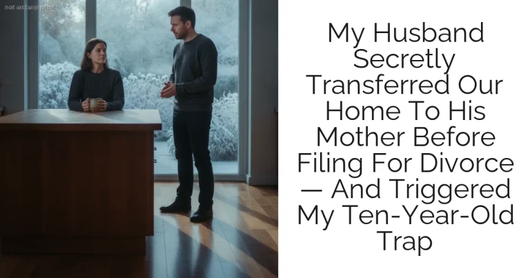 My Husband Secretly Transferred Our Home To His Mother Before Filing For Divorce — And Triggered My Ten-Year-Old Trap
