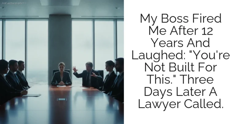 My Boss Fired Me After 12 Years And Laughed: "You're Not Built For This." Three Days Later A Lawyer Called.