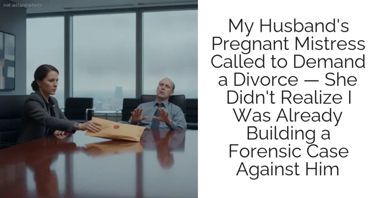 My Husband's Pregnant Mistress Called to Demand a Divorce — She Didn't Realize I Was Already Building a Forensic Case Against Him