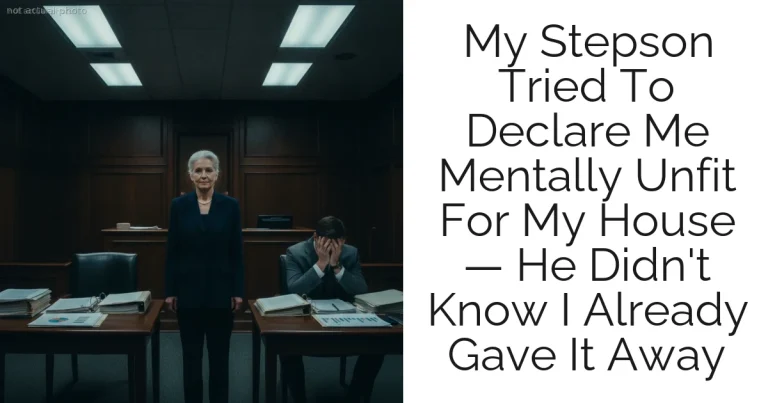 My Stepson Tried To Declare Me Mentally Unfit For My House — He Didn't Know I Already Gave It Away