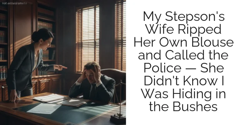 My Stepson's Wife Ripped Her Own Blouse and Called the Police — She Didn't Know I Was Hiding in the Bushes