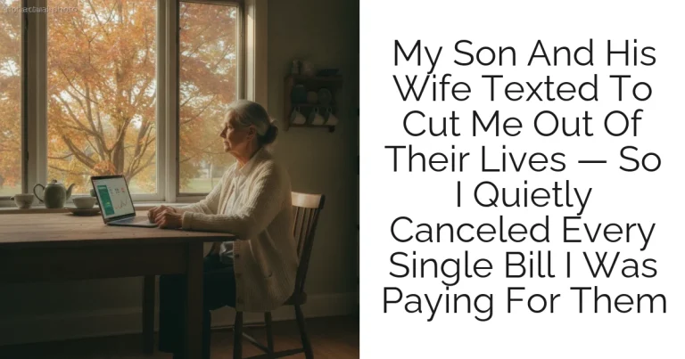 My Son And His Wife Texted To Cut Me Out Of Their Lives — So I Quietly Canceled Every Single Bill I Was Paying For Them
