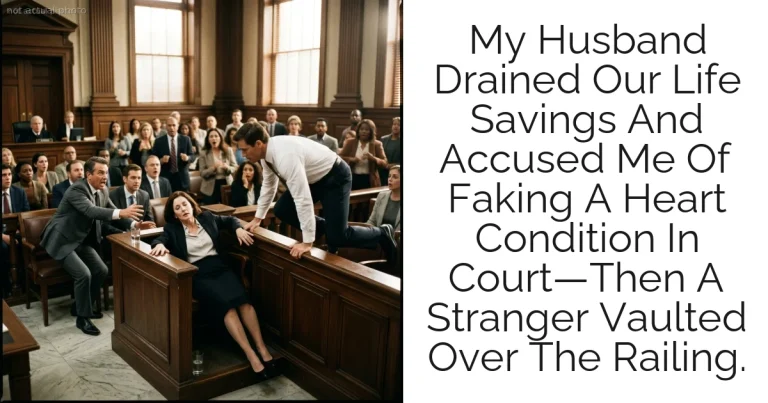 My Husband Drained Our Life Savings And Accused Me Of Faking A Heart Condition In Court—Then A Stranger Vaulted Over The Railing.
