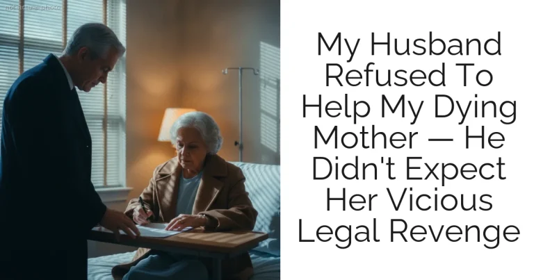 My Husband Refused To Help My Dying Mother — He Didn't Expect Her Vicious Legal Revenge