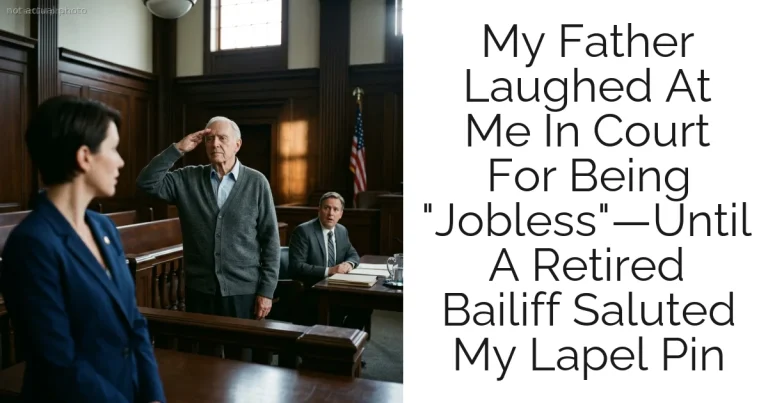 My Father Laughed At Me In Court For Being "Jobless"—Until A Retired Bailiff Saluted My Lapel Pin