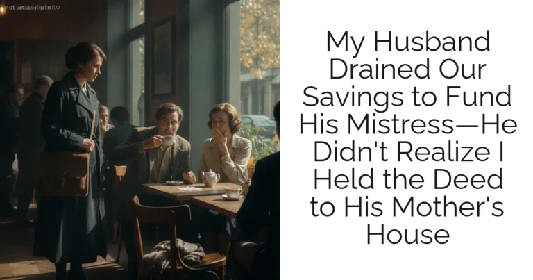 My Husband Drained Our Savings to Fund His Mistress—He Didn't Realize I Held the Deed to His Mother's House