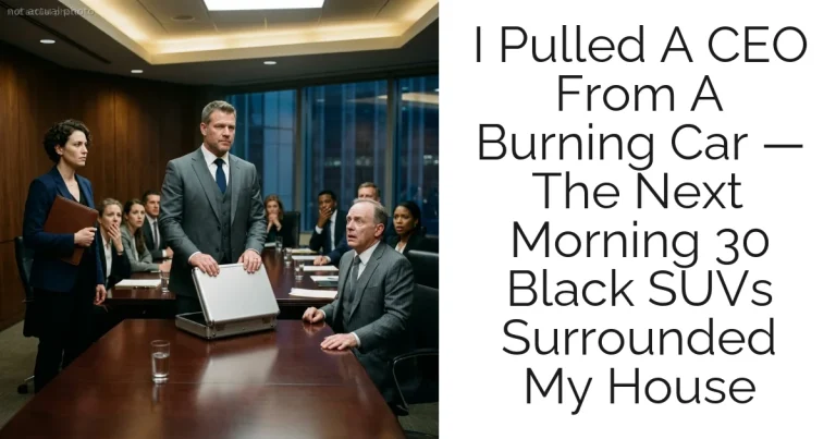 I Pulled A CEO From A Burning Car — The Next Morning 30 Black SUVs Surrounded My House