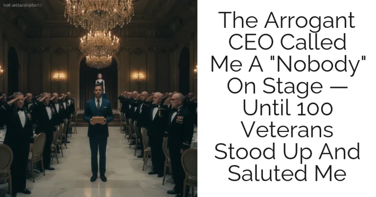 The Arrogant CEO Called Me A "Nobody" On Stage — Until 100 Veterans Stood Up And Saluted Me