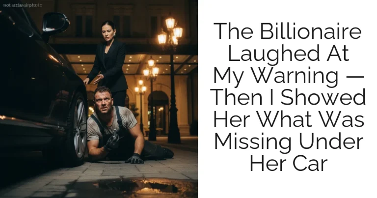 The Billionaire Laughed At My Warning — Then I Showed Her What Was Missing Under Her Car