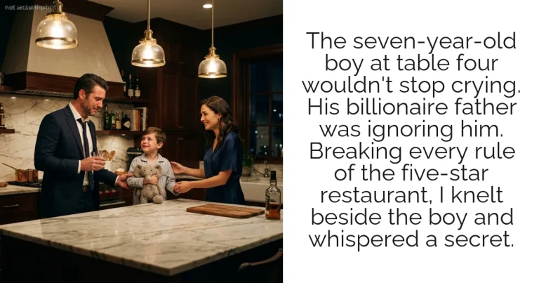 The seven-year-old boy at table four wouldn't stop crying. His billionaire father was ignoring him. Breaking every rule of the five-star restaurant, I knelt beside the boy and whispered a secret.