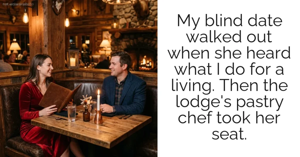 My blind date walked out when she heard what I do for a living. Then the lodge's pastry chef took her seat.