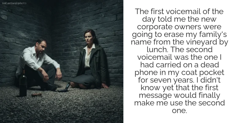 The first voicemail of the day told me the new corporate owners were going to erase my family's name from the vineyard by lunch. The second voicemail was the one I had carried on a dead phone in my coat pocket for seven years. I didn't know yet that the first message would finally make me use the second one.
