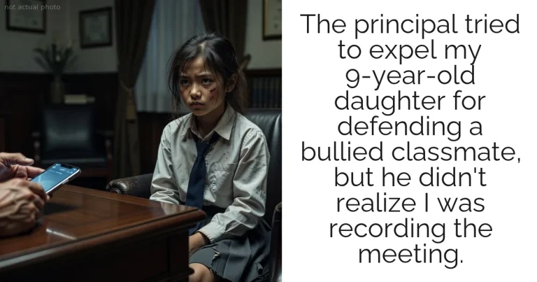 The principal tried to expel my 9-year-old daughter for defending a bullied classmate, but he didn't realize I was recording the meeting.