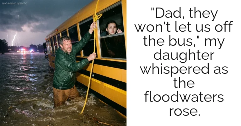 "Dad, they won't let us off the bus," my daughter whispered as the floodwaters rose.