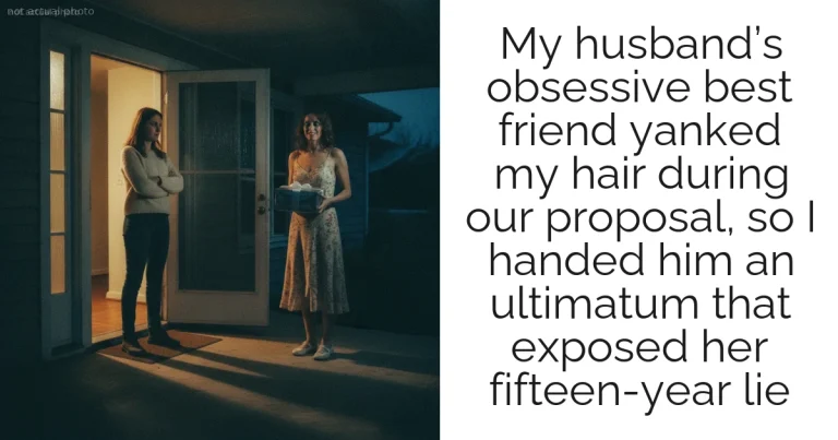 My husband’s obsessive best friend yanked my hair during our proposal, so I handed him an ultimatum that exposed her fifteen-year lie