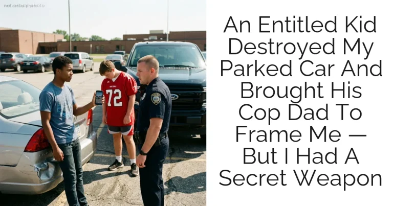 An Entitled Kid Destroyed My Parked Car And Brought His Cop Dad To Frame Me — But I Had A Secret Weapon