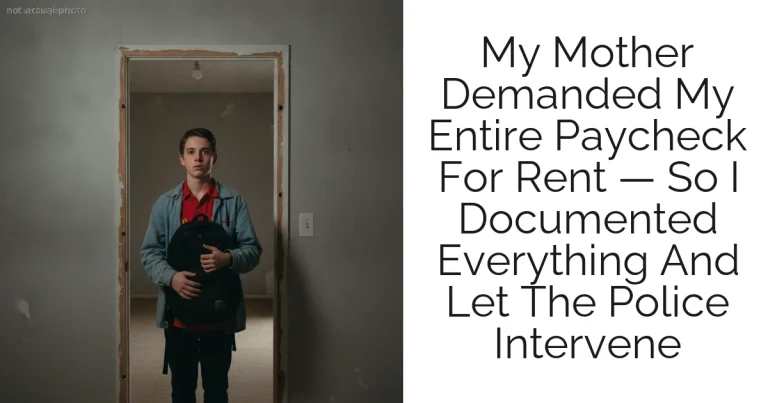 My Mother Demanded My Entire Paycheck For Rent — So I Documented Everything And Let The Police Intervene