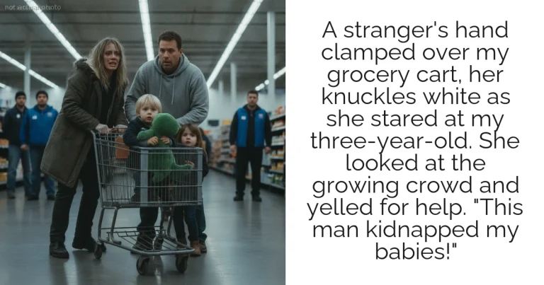 A stranger's hand clamped over my grocery cart, her knuckles white as she stared at my three-year-old. She looked at the growing crowd and yelled for help. "This man kidnapped my babies!"