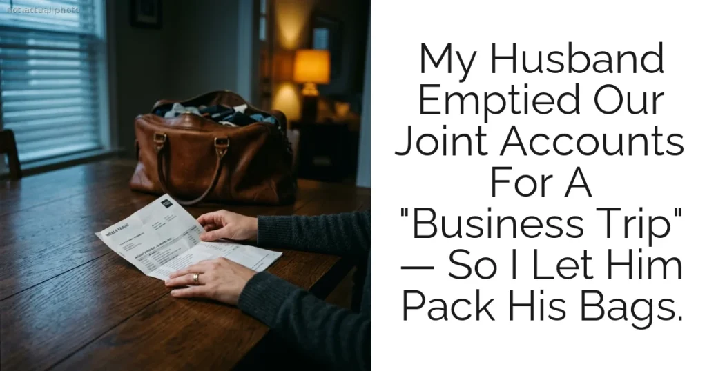 My Husband Emptied Our Joint Accounts For A "Business Trip" — So I Let Him Pack His Bags.