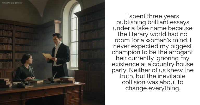 I spent three years publishing brilliant essays under a fake name because the literary world had no room for a woman's mind. I never expected my biggest champion to be the arrogant heir currently ignoring my existence at a country house party. Neither of us knew the truth, but the inevitable collision was about to change everything.