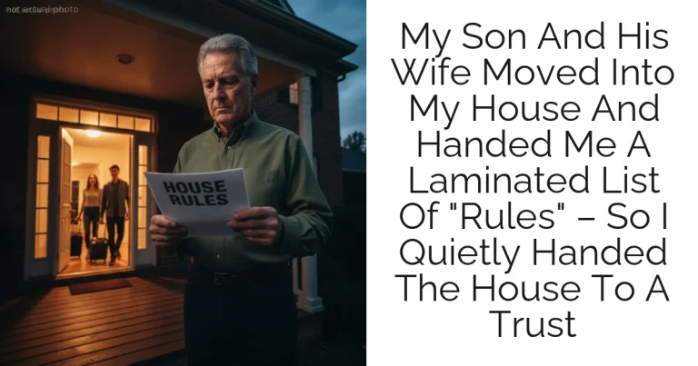 My Son And His Wife Moved Into My House And Handed Me A Laminated List Of "Rules" – So I Quietly Handed The House To A Trust