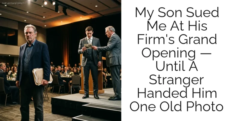 My Son Sued Me At His Firm's Grand Opening — Until A Stranger Handed Him One Old Photo