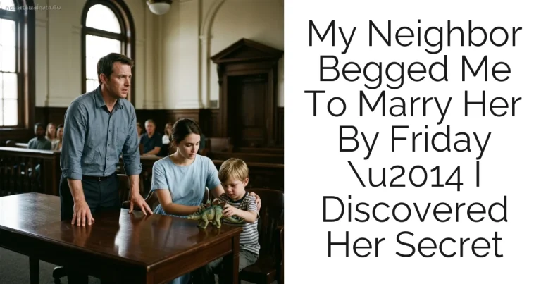 My Neighbor Begged Me To Marry Her By Friday u2014 I Discovered Her Secret
