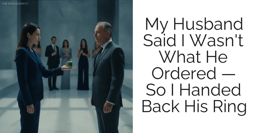 My Husband Said I Wasn't What He Ordered — So I Handed Back His Ring
