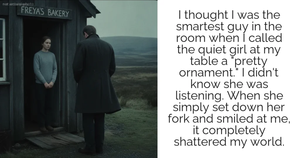 I thought I was the smartest guy in the room when I called the quiet girl at my table a "pretty ornament." I didn't know she was listening. When she simply set down her fork and smiled at me, it completely shattered my world.