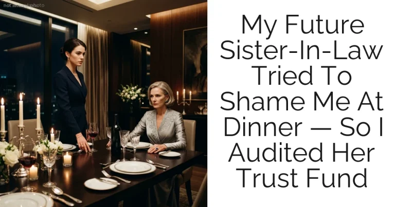 My Future Sister-In-Law Tried To Shame Me At Dinner — So I Audited Her Trust Fund
