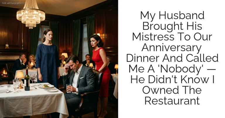 My Husband Brought His Mistress To Our Anniversary Dinner And Called Me A 'Nobody' — He Didn't Know I Owned The Restaurant