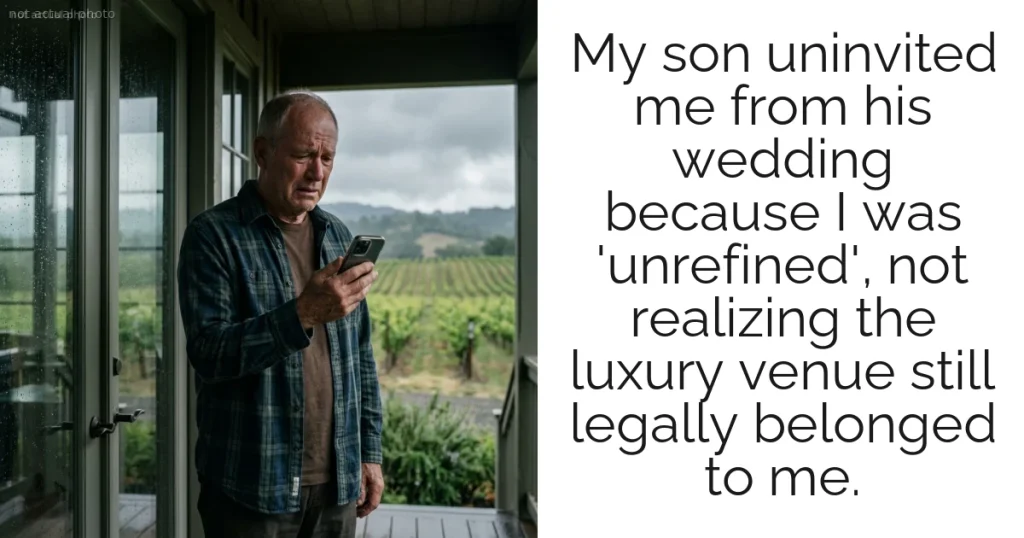 My son uninvited me from his wedding because I was 'unrefined', not realizing the luxury venue still legally belonged to me.