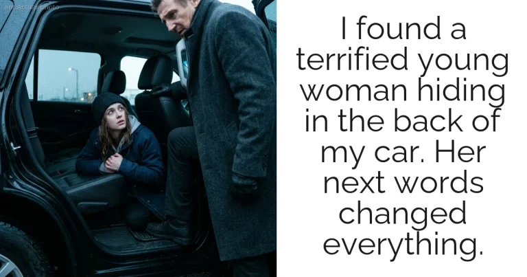 I found a terrified young woman hiding in the back of my car. Her next words changed everything.