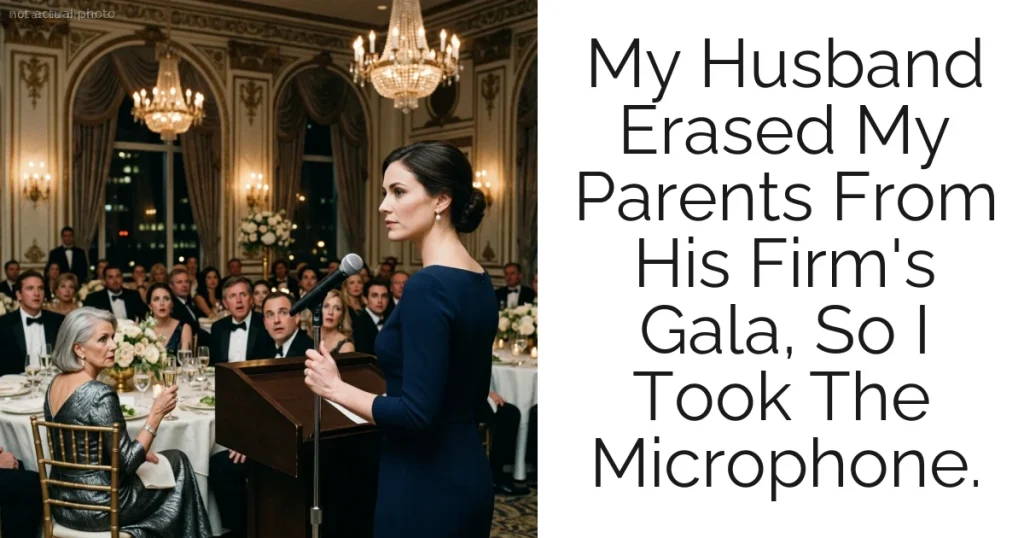 My Husband Erased My Parents From His Firm's Gala, So I Took The Microphone.