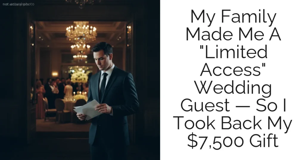 My Family Made Me A "Limited Access" Wedding Guest — So I Took Back My $7,500 Gift