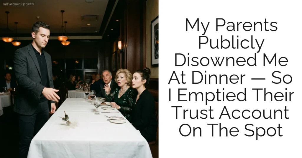 My Parents Publicly Disowned Me At Dinner — So I Emptied Their Trust Account On The Spot