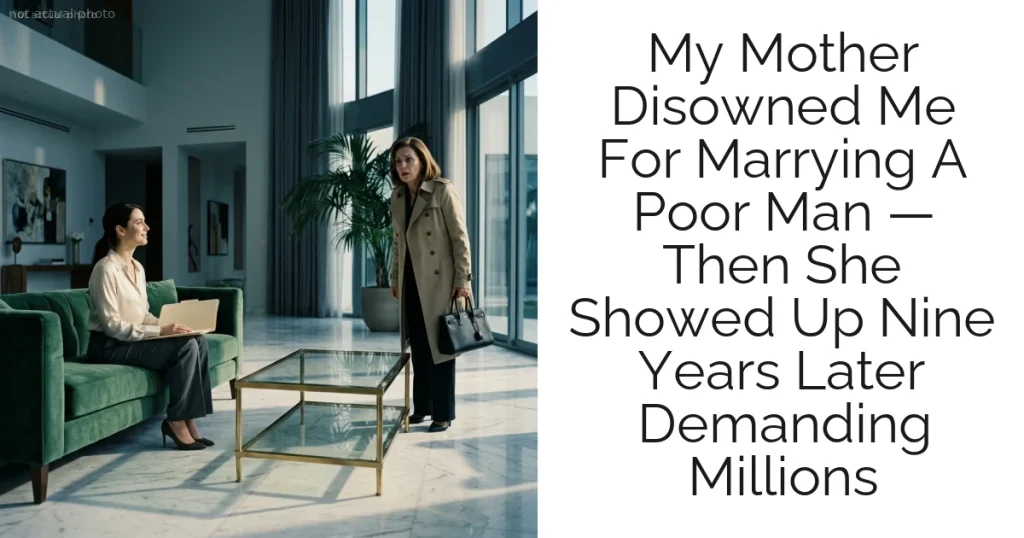 My Mother Disowned Me For Marrying A Poor Man — Then She Showed Up Nine Years Later Demanding Millions