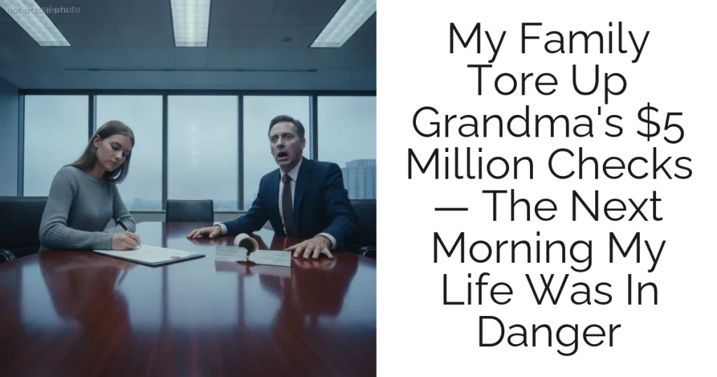 My Family Tore Up Grandma's $5 Million Checks — The Next Morning My Life Was In Danger