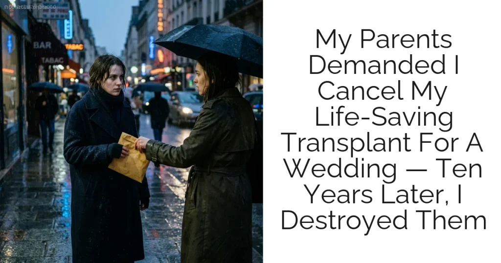 My Parents Demanded I Cancel My Life-Saving Transplant For A Wedding — Ten Years Later, I Destroyed Them