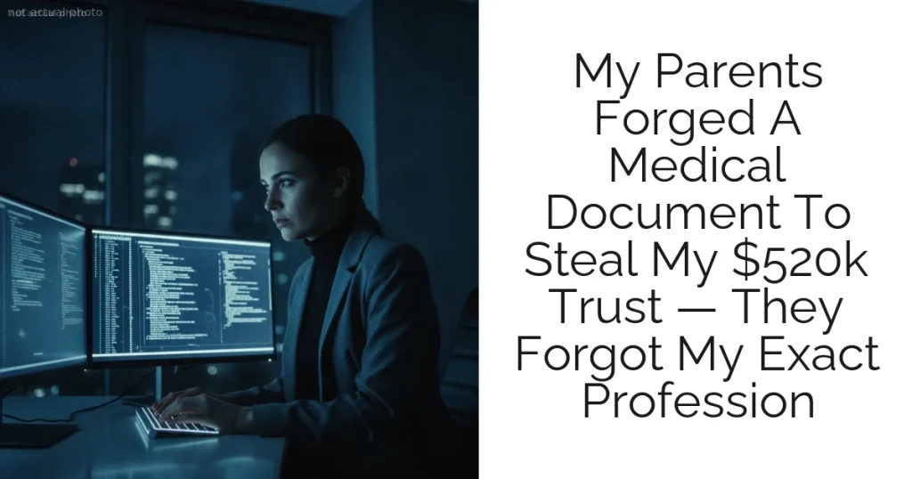 My Parents Forged A Medical Document To Steal My $520k Trust — They Forgot My Exact Profession